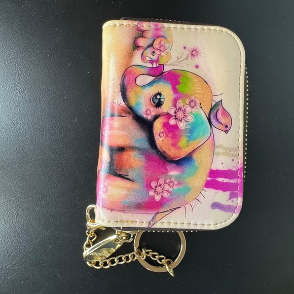 New Aphison Pink Elephant Card Holder Wallet Accordion Style‎ Keychain Cute - Picture 1 of 8